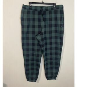 New Fabletics Cozy Fleece Sweatpants, Green/Black Plaid, Size XL